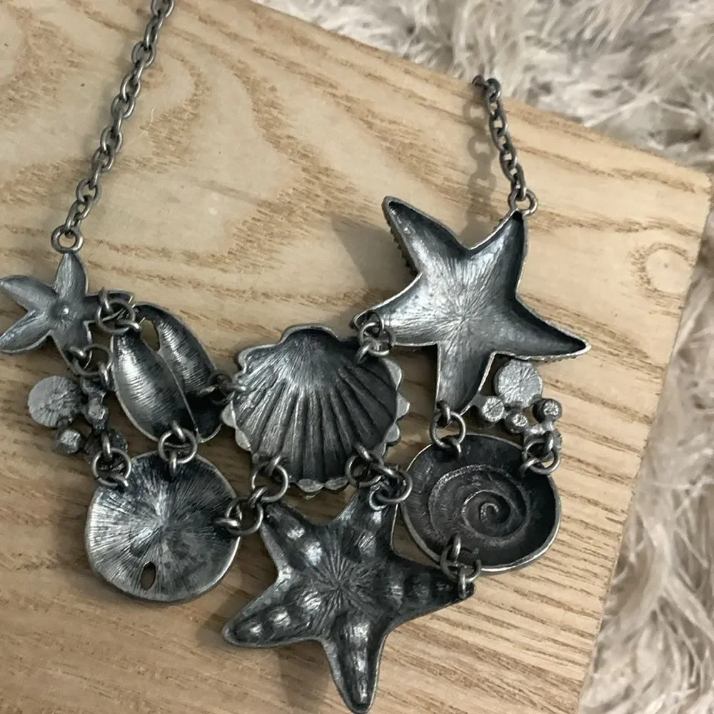 Cookie‎ Lee Ocean Themed Statement Costume Jewelry Necklace Starfish Shells